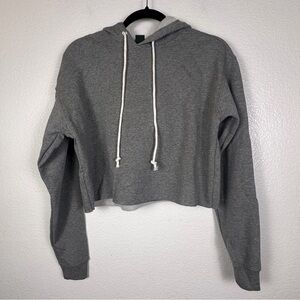 Wild Fable Heather Gray Pullover Hoodie Cropped Women XS Fleece Cotton